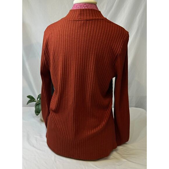 Liverpool LA Women's Mock Neck Ribbed Knit‎ Blouse Color Cinnamon Size XL - Picture 4 of 7